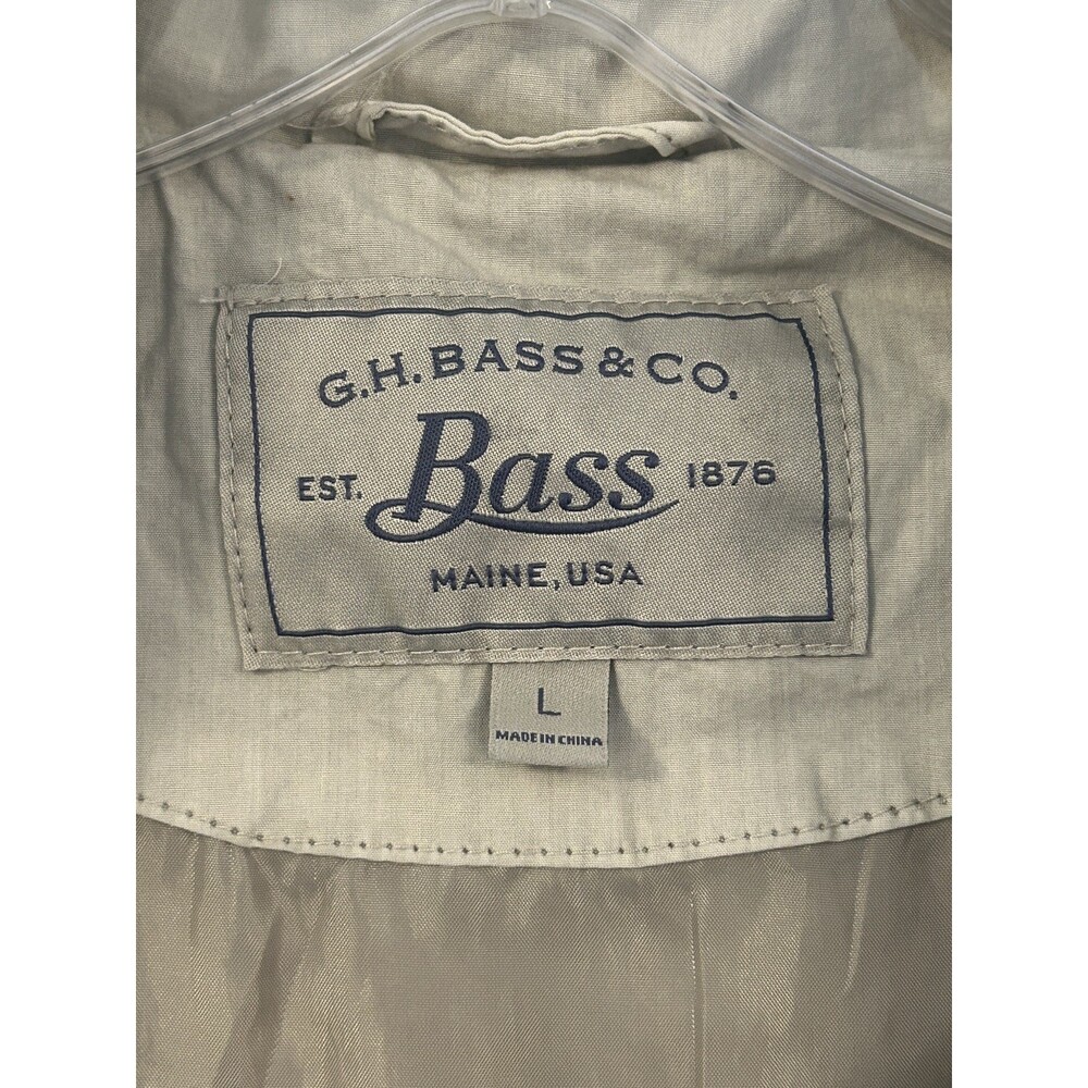 G.H. Bass & Co. Utility Jacket Raincoat Women Large Removable Hood Tan USA - Picture 4 of 13